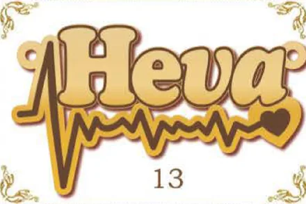 Design 13 — Heva, a custom gold name plate cut by Royal Jewelry