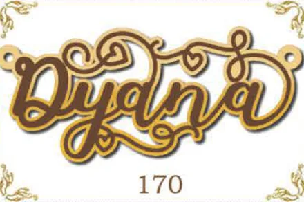 Design 170 — Dyana, a custom gold name plate cut by Royal Jewelry