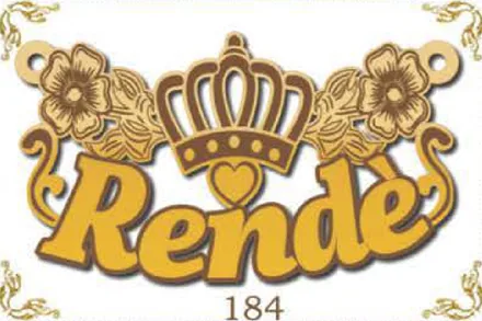Design 184 — Rende, a custom gold name plate cut by Royal Jewelry