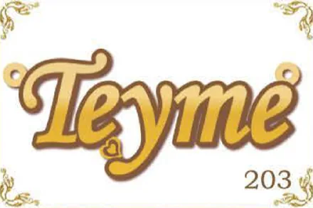 Design 203 — Teyme, a custom gold name plate cut by Royal Jewelry