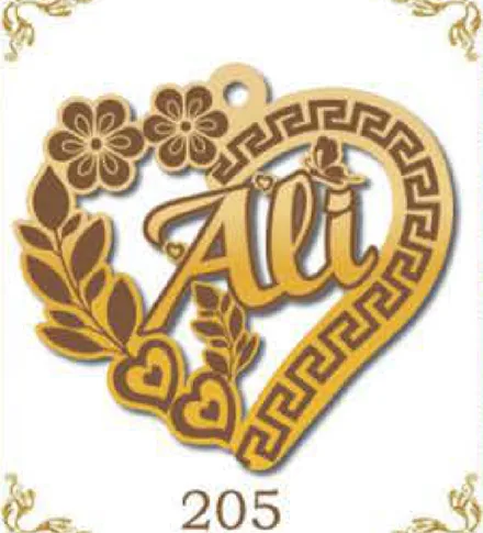 Design 205 — Ali, a custom gold pendant cut by Royal Jewelry