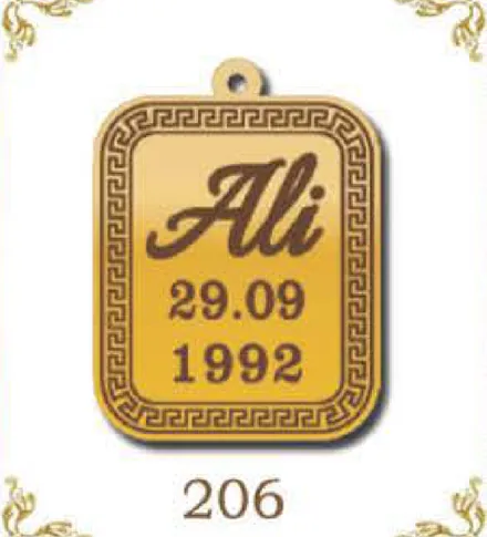 Design 206 — Ali, a custom gold pendant cut by Royal Jewelry