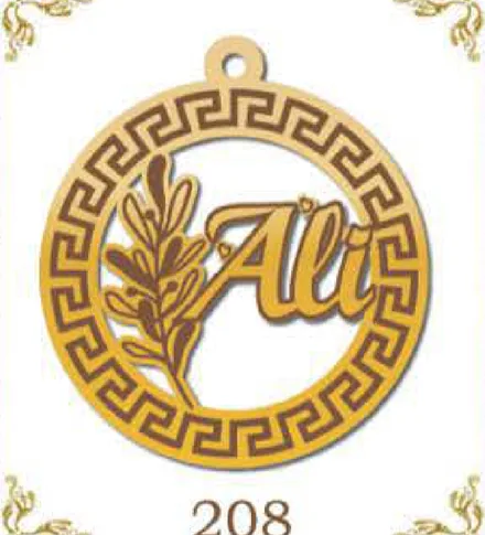 Design 208 — Ali, a custom gold pendant cut by Royal Jewelry