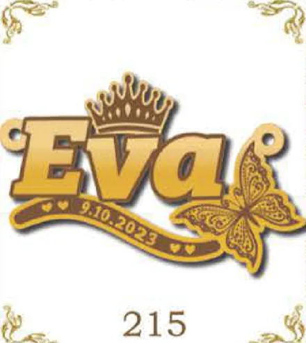 Design 215 — Eva, a custom gold pendant cut by Royal Jewelry