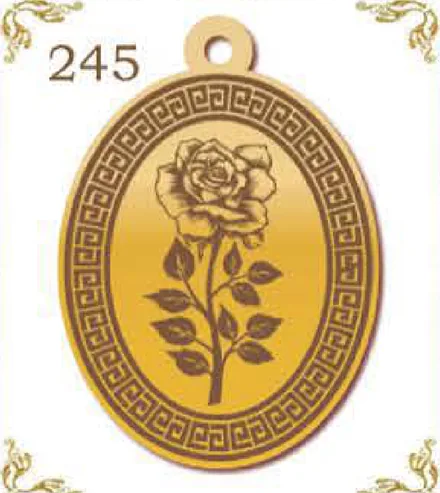 Design 245 — Rose, a custom gold pendant cut by Royal Jewelry