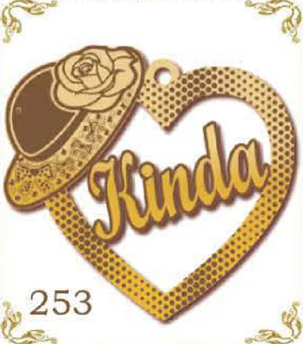 Design 253 — Kinda, a custom gold pendant cut by Royal Jewelry