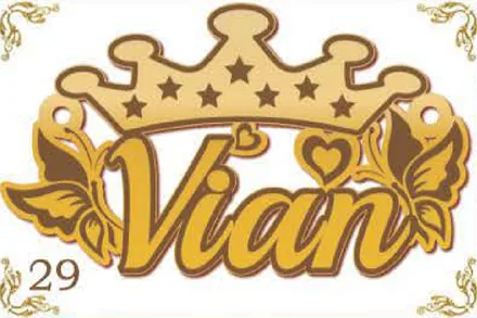 Design 29 — Vian, a custom gold name plate cut by Royal Jewelry