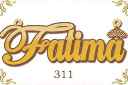 Design 311 — Fatima, a custom gold name plate cut by Royal Jewelry