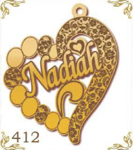 Design 412 — Nadiah, a custom gold pendant cut by Royal Jewelry
