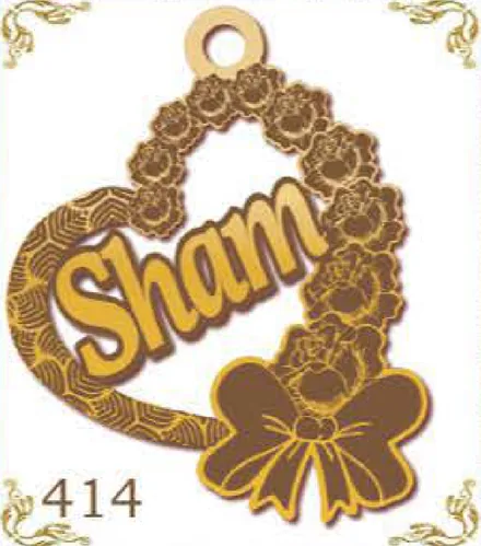 Design 414 — Sham, a custom gold pendant cut by Royal Jewelry