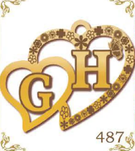 Design 487 — G, H, a custom gold pendant cut by Royal Jewelry