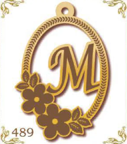 Design 489 — M, a custom gold pendant cut by Royal Jewelry
