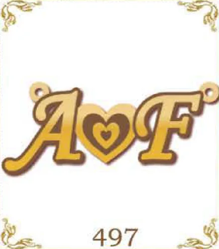Design 497 — A, F, a custom gold pendant cut by Royal Jewelry