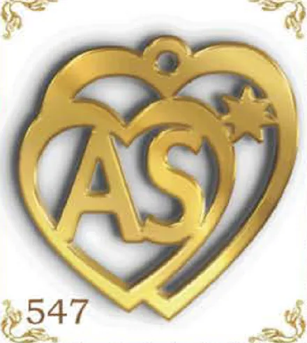Design 547 — A, S, a custom gold pendant cut by Royal Jewelry