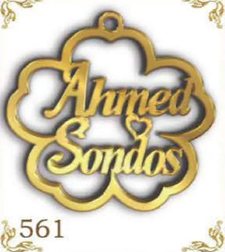 Design 561 — Ahmed, Sondos, a custom gold pendant cut by Royal Jewelry