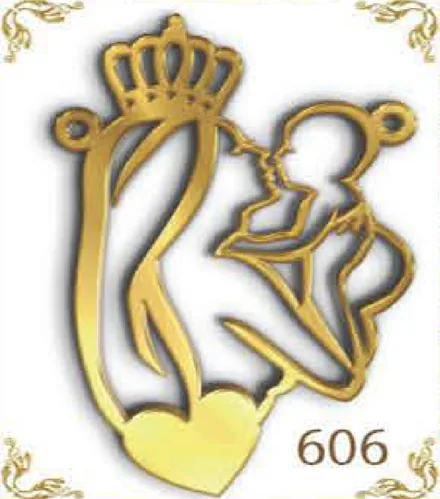 Design 606 — Mother and child, a custom gold pendant cut by Royal Jewelry