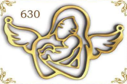 Design 630 — Angel, a custom gold name plate cut by Royal Jewelry