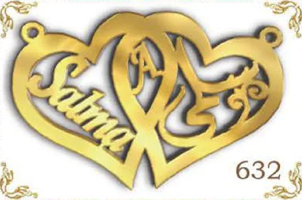 Design 632 — سلمى, a custom gold name plate cut by Royal Jewelry