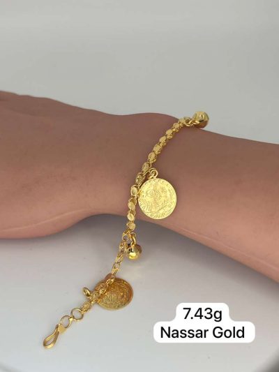 21K Gold Lira Balls Bracelet