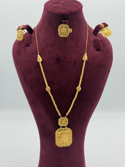 21K Gold Khaliji Square Beeds Unique Set