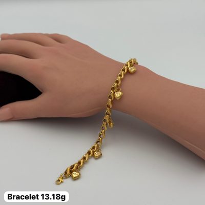 21K Gold Heart Bracelet — 21K gold, Royal Jewelry
