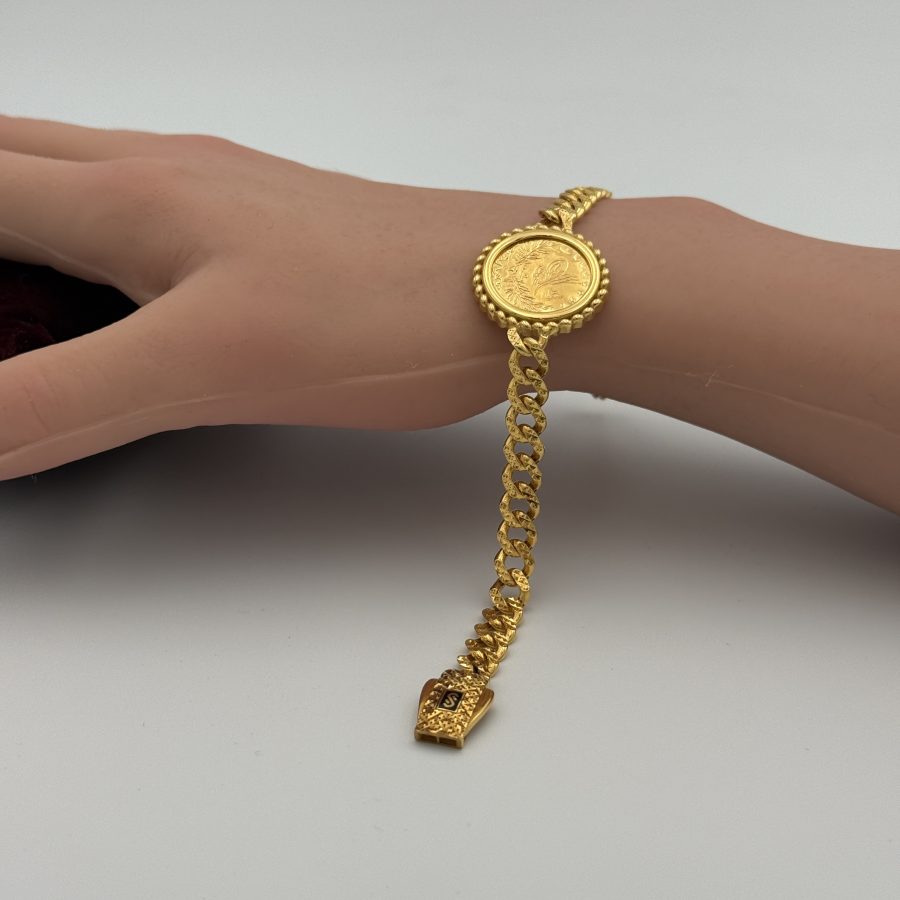 21K Gold Coin Links Bracelet